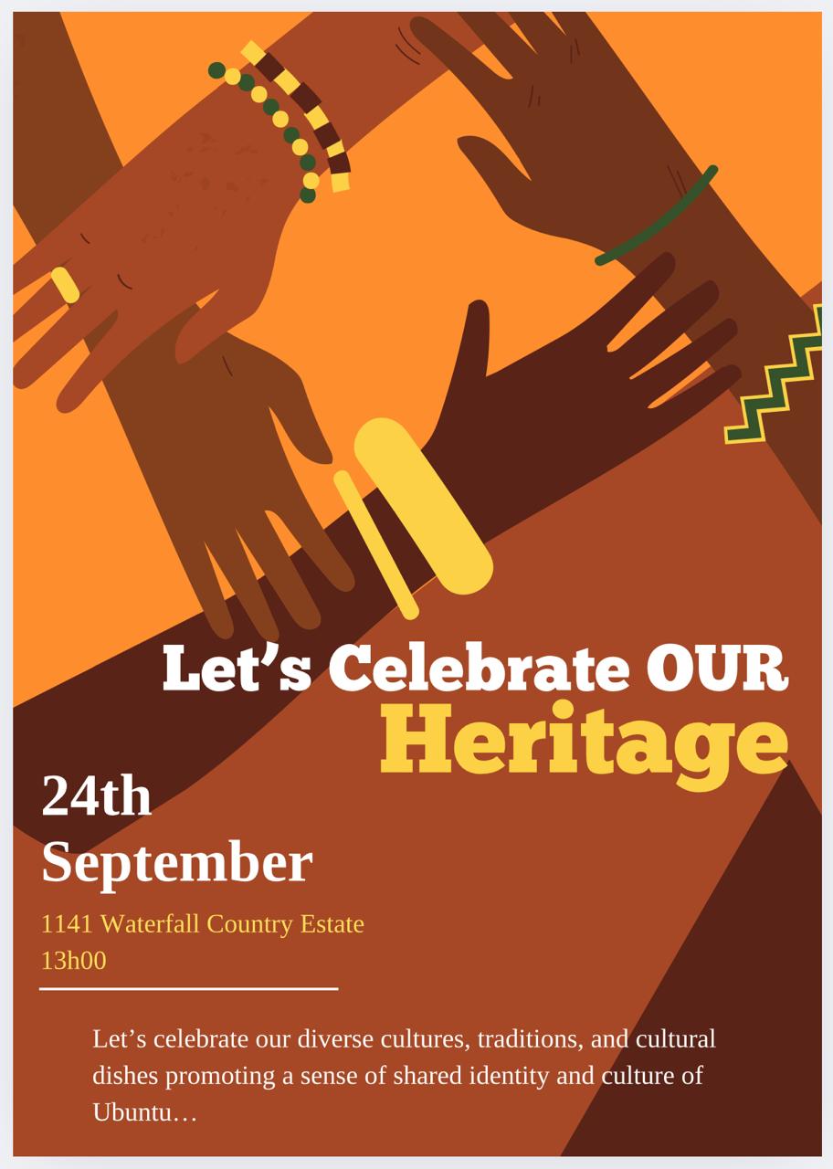 Let's Celebrate Our Heritage — 24 September, 13h00 at 1141 Waterfall Country Estate.